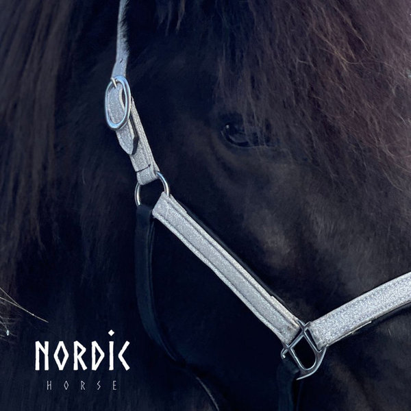 Nordic Horse Lederhalfter "Glitzer", silber